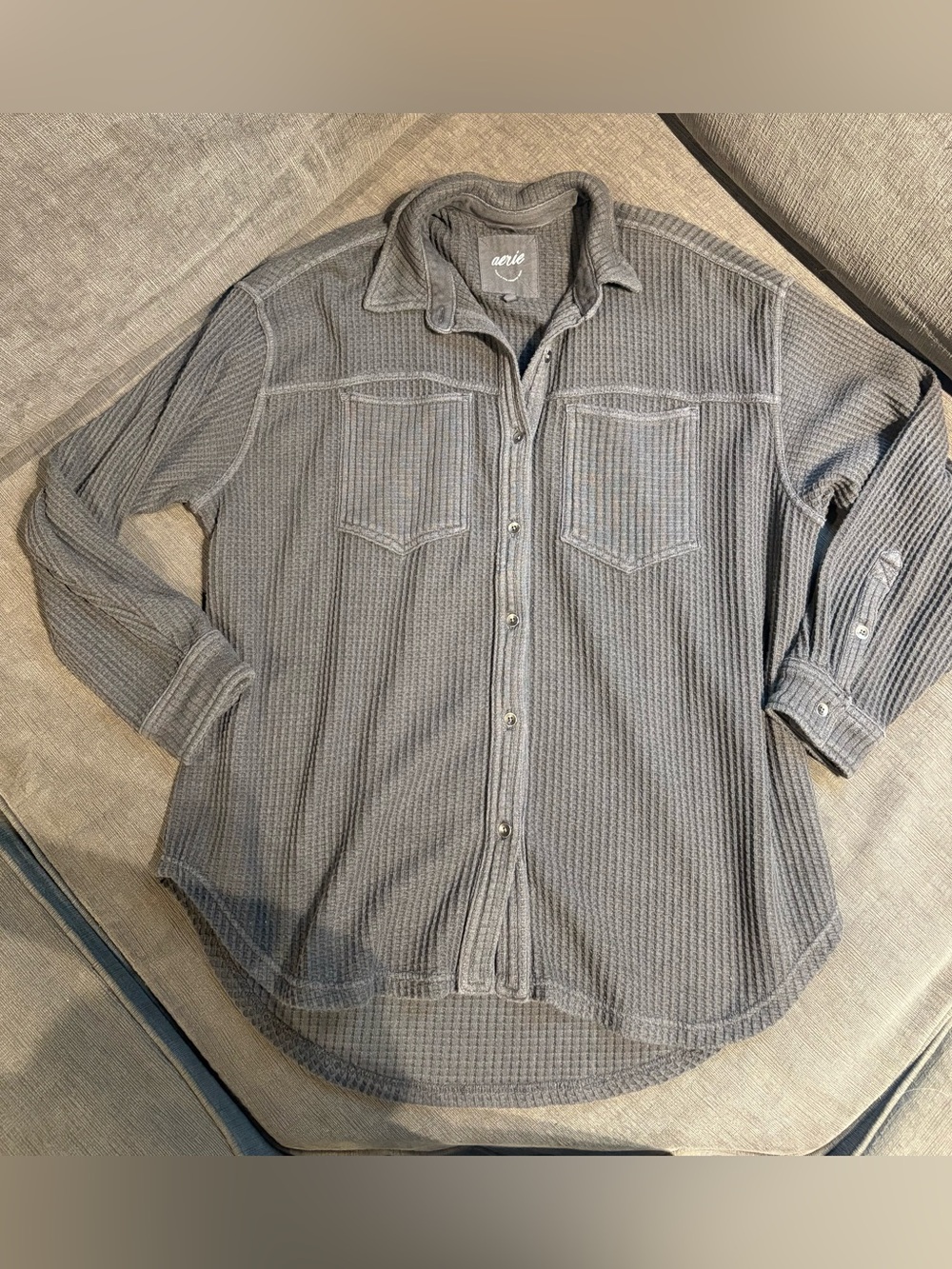 Aerie Womens Gray Waffle Tunic Top Shirt Size Small S